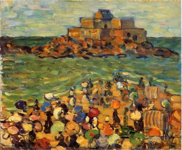  Chateau Painting - beach chateaubriand s tomb st malo